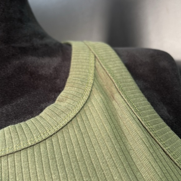 Gap Rib Knit, round high neck tank top,base layer,olive green - Picture 2 of 10